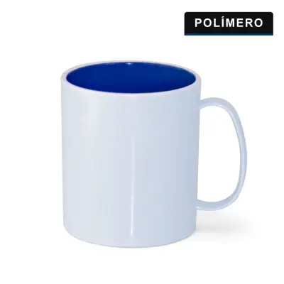 Caneca de Plástico Branco com Interior Azul Royal personalizado
