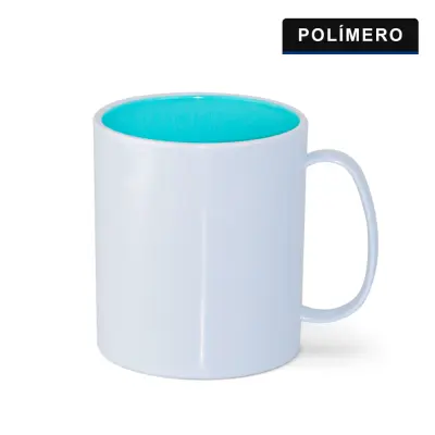Caneca de Plástico Branco com interior Azul Bebê personalizado