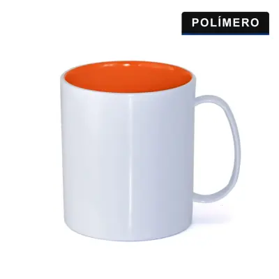 Caneca de Plástico Branco com interior Laranja personalizado