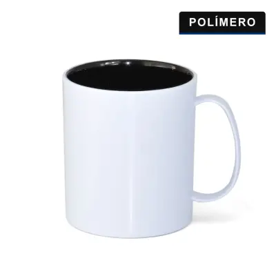 Caneca de Plástico Branco com interior Preto personalizado