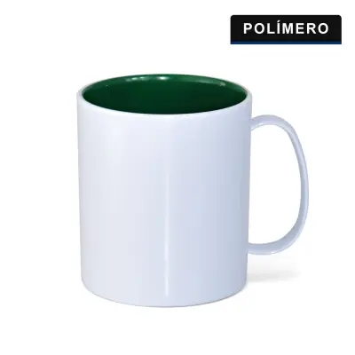 Caneca de Plástico Branco com interior Verde Escuro personalizado