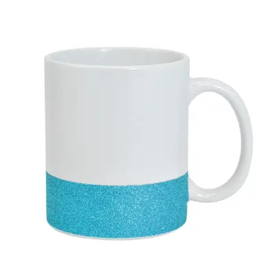 Caneca de Cerâmica Base Glitter Azul Importada personalizado