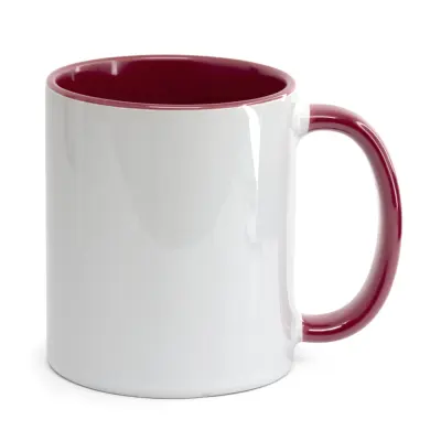 Caneca de Cerâmica Branca com Alça e Interior Vinho - 325ml personalizado