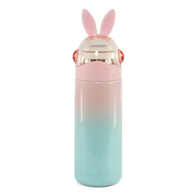 Garrafa Térmica Tampa Coelhinha com Parede Dupla Salmão - 350ml personalizado