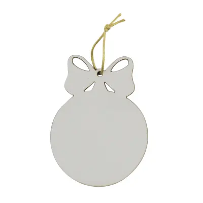 Pingente de MDF Texturizado Bola de Natal com Laço - 7x9,5cm personalizado