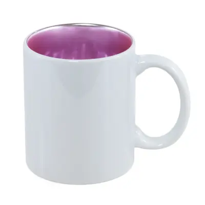 Caneca Branca com Interior Cromado Lilás - 325ml personalizado