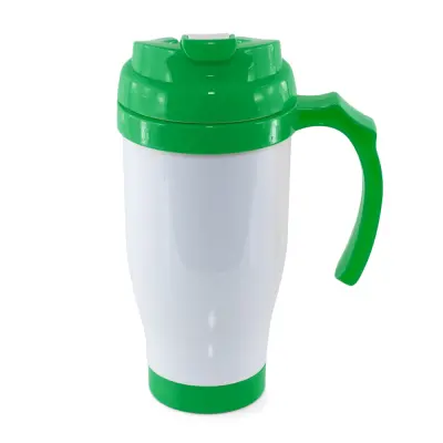 Copo Térmico de Plástico com Tampa Bico, Alça e Fundo Verde - 475ml personalizado