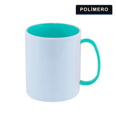 Caneca de Plástico Branco com Alça e interior Azul Bebê personalizado