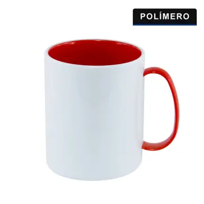 Caneca de Plástico Branco com Alça e interior Vermelho personalizado