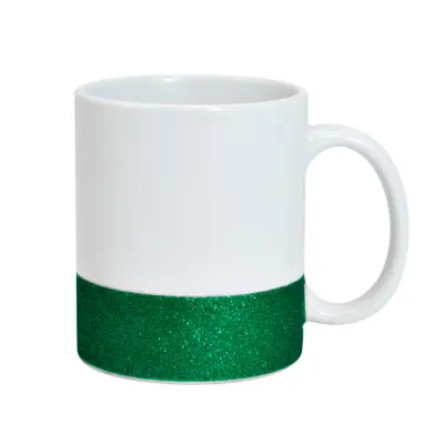 Caneca de Cerâmica Base Glitter Verde Importada personalizado