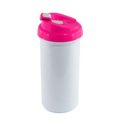 Squeeze de Plástico Branco com Tampa Rosa - 475ml personalizado