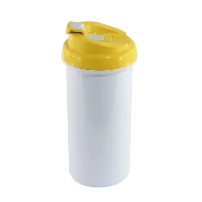 Squeeze de Plástico Branco com Tampa Amarela - 475ml personalizado