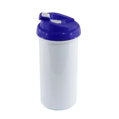 Squeeze de Plástico Branco com Tampa Azul Royal - 475ml personalizado