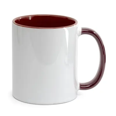 Caneca de Cerâmica Branca com Alça e Interior Marrom - 325ml personalizado