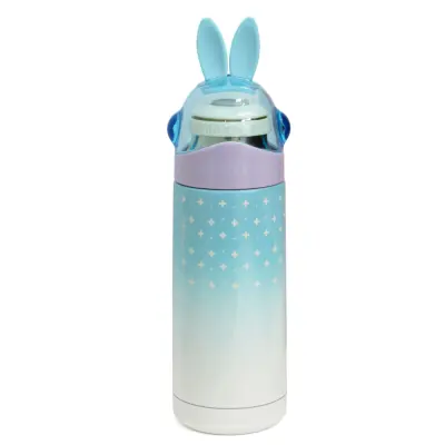 Garrafa Térmica Tampa Coelhinha com Parede Dupla Azul Claro com Estrelas - 350ml personalizado