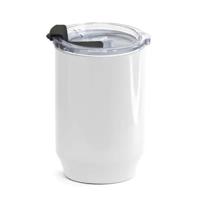 Copo De Plástico com Tampa Cristal na Cor Branco - 400ml personalizado