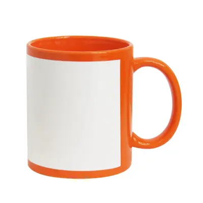 Caneca de Cerâmica Laranja com Faixa Branca personalizado