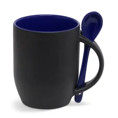 Caneca de Cerâmica Mágica com Interior e Colher - Azul Escuro personalizado