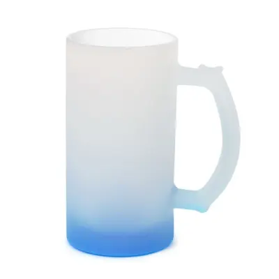 Caneca de Chopp Lisa em Vidro Jateado Degrade Azul - 475ml personalizado