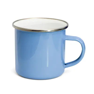 Caneca de Metal Azul Claro com Borda Prata e Interior Branco - 325ml personalizado