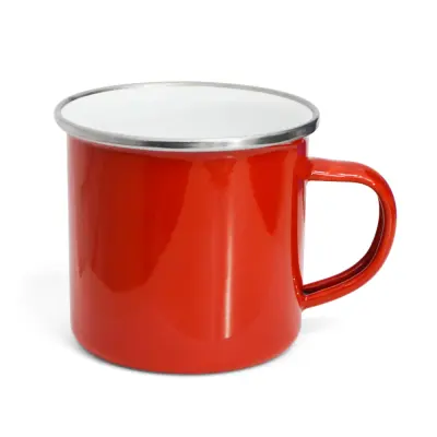 Caneca de Metal Vermelho com Borda Prata e Interior Branco - 325ml personalizado