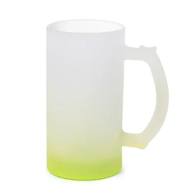 Caneca de Chopp Lisa em Vidro Jateado Degrade Verde Limão - 475ml personalizado