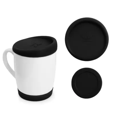 Kit Tampa e Base de Silicone para Canecas 300ml - Preta personalizado